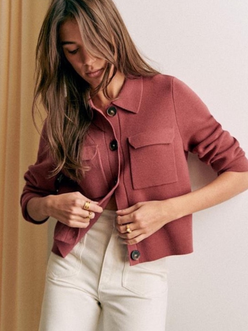 Sezane Betty Cardigan in Rosewood size M